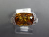 WIDE 3.92CT DIAMOND & AAA CITRINE 14K WHITE GOLD CUSHION & ROUND FRIENDSHIP RING