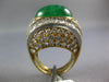 13CT DIAMOND & AAA CABOCHON EMERALD 18K 2 TONE GOLD OVAL & ROUND COCKTAIL RING
