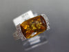WIDE 3.92CT DIAMOND & AAA CITRINE 14K WHITE GOLD CUSHION & ROUND FRIENDSHIP RING