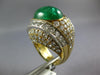 13CT DIAMOND & AAA CABOCHON EMERALD 18K 2 TONE GOLD OVAL & ROUND COCKTAIL RING