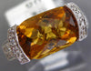 WIDE 3.92CT DIAMOND & AAA CITRINE 14K WHITE GOLD CUSHION & ROUND FRIENDSHIP RING