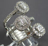 EXTRA LARGE 1.62CT DIAMOND 14KT WHITE GOLD ROUND & BAGUETTE MULTI ROW FUN RING