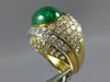 13CT DIAMOND & AAA CABOCHON EMERALD 18K 2 TONE GOLD OVAL & ROUND COCKTAIL RING