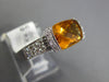 WIDE 3.92CT DIAMOND & AAA CITRINE 14K WHITE GOLD CUSHION & ROUND FRIENDSHIP RING
