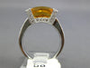 WIDE 3.92CT DIAMOND & AAA CITRINE 14K WHITE GOLD CUSHION & ROUND FRIENDSHIP RING