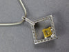 1.02CT WHITE & FANCY YELLOW DIAMOND 18KT 2 TONE GOLD 3D SQUARE FLOATING PENDANT