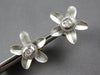 ESTATE LARGE .48CT DIAMOND 18K 2 TONE GOLD ROUND & BAGUETTE FLOWER STUD EARRINGS