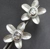ESTATE LARGE .48CT DIAMOND 18K 2 TONE GOLD ROUND & BAGUETTE FLOWER STUD EARRINGS