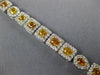 WIDE 7.18CT WHITE & VIVID CANARY DIAMOND 18KT WHITE GOLD 3D HALO TENNIS BRACELET