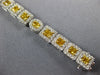 WIDE 7.18CT WHITE & VIVID CANARY DIAMOND 18KT WHITE GOLD 3D HALO TENNIS BRACELET