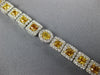 WIDE 7.18CT WHITE & VIVID CANARY DIAMOND 18KT WHITE GOLD 3D HALO TENNIS BRACELET