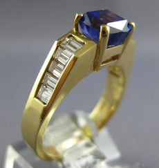 2.95CT DIAMOND & TANZANITE 14K YELLOW GOLD 3D CUSHION & BAGUETTE ENGAGEMENT RING