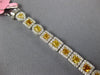 WIDE 7.18CT WHITE & VIVID CANARY DIAMOND 18KT WHITE GOLD 3D HALO TENNIS BRACELET