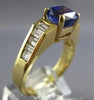 2.95CT DIAMOND & TANZANITE 14K YELLOW GOLD 3D CUSHION & BAGUETTE ENGAGEMENT RING