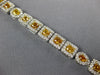 WIDE 7.18CT WHITE & VIVID CANARY DIAMOND 18KT WHITE GOLD 3D HALO TENNIS BRACELET