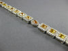 WIDE 7.18CT WHITE & VIVID CANARY DIAMOND 18KT WHITE GOLD 3D HALO TENNIS BRACELET