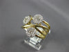 ESTATE WIDE .97CT DIAMOND 14KT YELLOW GOLD CLASSIC CLUSTER CRISS CROSS LOVE RING
