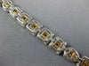 WIDE 7.18CT WHITE & VIVID CANARY DIAMOND 18KT WHITE GOLD 3D HALO TENNIS BRACELET