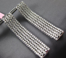LARGE & WIDE 5.1CT DIAMOND 18KT WHITE GOLD MULTI ROW ELONGATED FUN HOOP EARRINGS