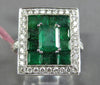 3.4CT DIAMOND & AAA EMERALD 18K WHITE GOLD ROUND & BAGUETTE RECTANGULAR FUN RING