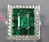 3.4CT DIAMOND & AAA EMERALD 18K WHITE GOLD ROUND & BAGUETTE RECTANGULAR FUN RING