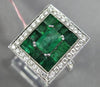 3.4CT DIAMOND & AAA EMERALD 18K WHITE GOLD ROUND & BAGUETTE RECTANGULAR FUN RING