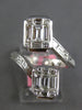 EXTRA LARGE 1.96CT DIAMOND 18KT WHITE GOLD ROUND & BAGUETTE DOUBLE SQUARE RING
