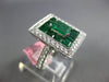 3.4CT DIAMOND & AAA EMERALD 18K WHITE GOLD ROUND & BAGUETTE RECTANGULAR FUN RING
