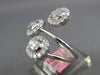 LARGE 1.17CT DIAMOND 18KT WHITE GOLD 3D ROUND & BAGUETTE OVAL FLOWER FUN RING