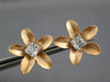 LARGE .41CT DIAMOND 18KT ROSE GOLD ROUND & BAGUETTE CLUSTER FLOWER STUD EARRINGS