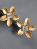 LARGE .41CT DIAMOND 18KT ROSE GOLD ROUND & BAGUETTE CLUSTER FLOWER STUD EARRINGS