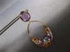 36.48CT DIAMOND & AAA MULTI GEM 18KT ROSE GOLD OVAL CLIP ON FUN HANGING EARRINGS