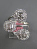 LARGE 1.17CT DIAMOND 18KT WHITE GOLD 3D ROUND & BAGUETTE OVAL FLOWER FUN RING