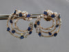 LARGE 4.16CT DIAMOND & AAA SAPPHIRE 14KT ROSE GOLD SIDEWAY HOOP HANGING EARRINGS