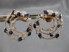 LARGE 4.16CT DIAMOND & AAA SAPPHIRE 14KT ROSE GOLD SIDEWAY HOOP HANGING EARRINGS