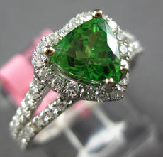 2.10CT DIAMOND & AAA TSAVORITE 18KT WHITE GOLD HEART SHAPE LOVE ENGAGEMENT RING