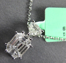 .69CT DIAMOND 18KT WHITE GOLD BAGUETTE KITE CUT CLUSTER OCTAGON FLOATING PENDANT