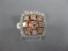 1.74CT WHITE & PINK DIAMOND 18K WHITE & ROSE GOLD ROUND SQUARE CLUSTER HALO RING