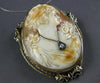 ANTIQUE EXTRA LARGE .38CT DIAMOND & EMERALD 14K WHITE GOLD BROOCH PENDANT #26824