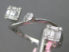 .32CT DIAMOND 18K WHITE GOLD ROUND BAGUETTE & PEAR SHAPE DOUBLE SQUARE LOVE RING