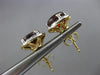 ESTATE LARGE 3.11CT DIAMOND & AAA GARNET 14KT 2 TONE GOLD ROUND 3D STUD EARRINGS