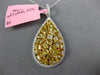 LARGE WHITE & INTENSE FANCY YELLOW DIAMOND 18KT 2 TONE GOLD CLUSTER DROP PENDANT