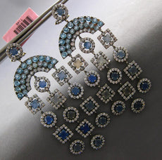 EXTRA LARGE 14CT DIAMOND & MULTI GEM 14K TWHITE GOLD CHANDELIER HANGING EARRINGS
