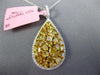 LARGE WHITE & INTENSE FANCY YELLOW DIAMOND 18KT 2 TONE GOLD CLUSTER DROP PENDANT