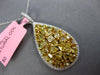 LARGE WHITE & INTENSE FANCY YELLOW DIAMOND 18KT 2 TONE GOLD CLUSTER DROP PENDANT