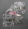 EXTRA LARGE 3.05CT DIAMOND 18KT WHITE GOLD MULTI SHAPE DOUBLE SQUARE CROWN RING