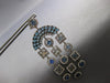EXTRA LARGE 14CT DIAMOND & MULTI GEM 14K TWHITE GOLD CHANDELIER HANGING EARRINGS