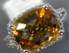 3.35CT DIAMOND & AAA CITRINE 14K WHITE GOLD CUSHION & ROUND HALO FRIENDSHIP RING