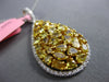 LARGE WHITE & INTENSE FANCY YELLOW DIAMOND 18KT 2 TONE GOLD CLUSTER DROP PENDANT