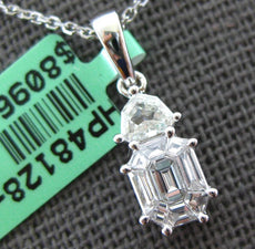 .57CT DIAMOND 18K WHITE GOLD 3D BAGUETTE & KITE CUT CLUSTER FUN FLOATING PENDANT